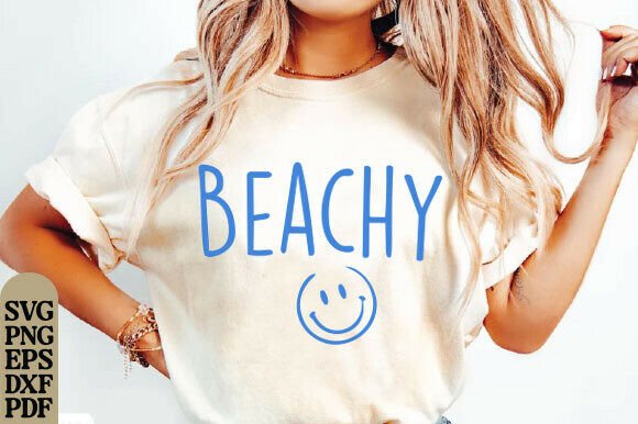 Beachy Smiley Face PNG: Retro Summer Graphics for T-Shirt