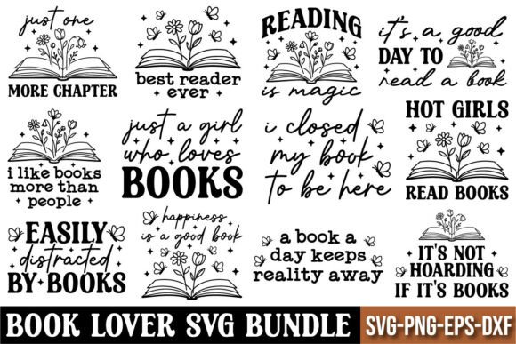 Book Lover SVG Bundle for T-Shirt Designs & Graphics