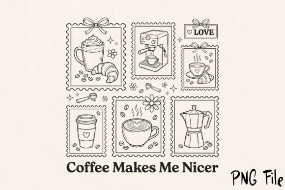 Coffee Makes Me Nicer Coffee Stamp SVG: Graphics & Tees