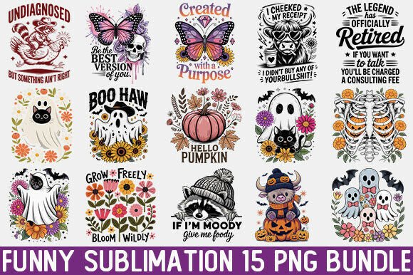 Funny Sublimation Png Bundle: Graphics for T-Shirt Designs