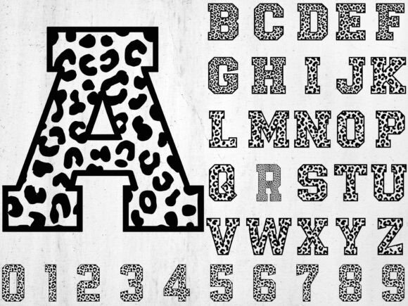 Leopard Print Alphabet Svg Cheetah Font T-Shirt Graphics