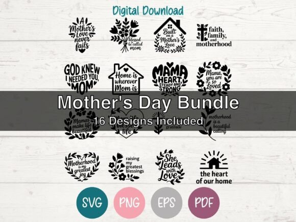 Mother's Day SVG Bundle of 16: Graphics & T-Shirt Designs Review