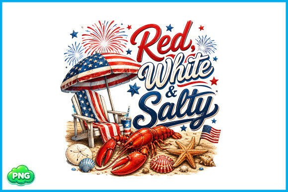 Red White Salty PNG: Patriotic Graphics for T-Shirt Designs