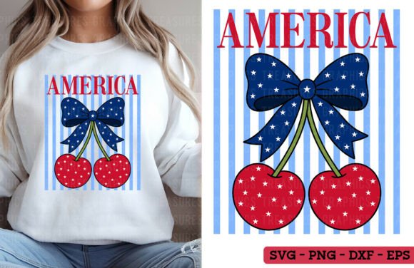 Retro Cherry America Coquette Graphics for T-Shirt Designs