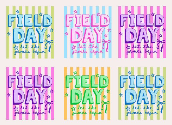 Striped Neon Teacher Field Day Graphics for T-Shirt Designs