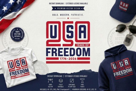 USA 250 Years of Freedom T-Shirt Design Graphics Review