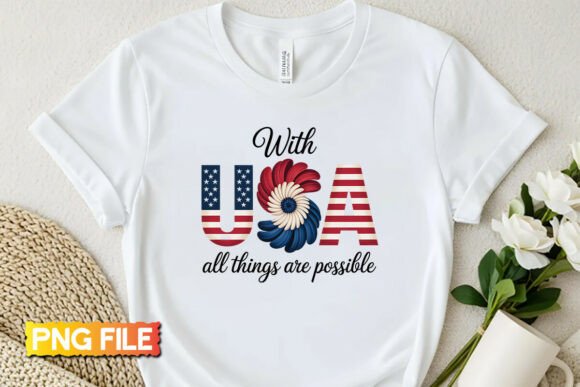 USA Flag 4th of July Sublimation PNG: Graphics & T-Shirt Designs